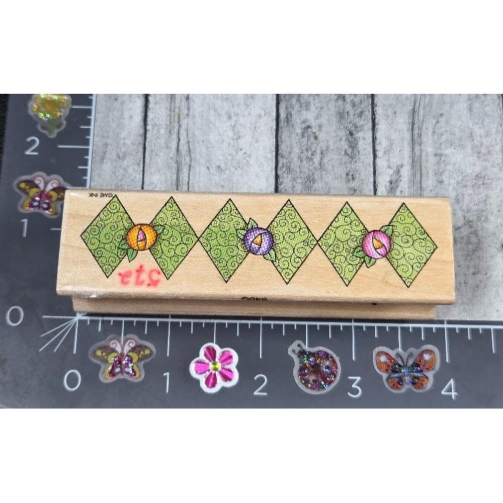 All Night Media Rose Filagree Border 840G Rubber Stamp Wood #P84